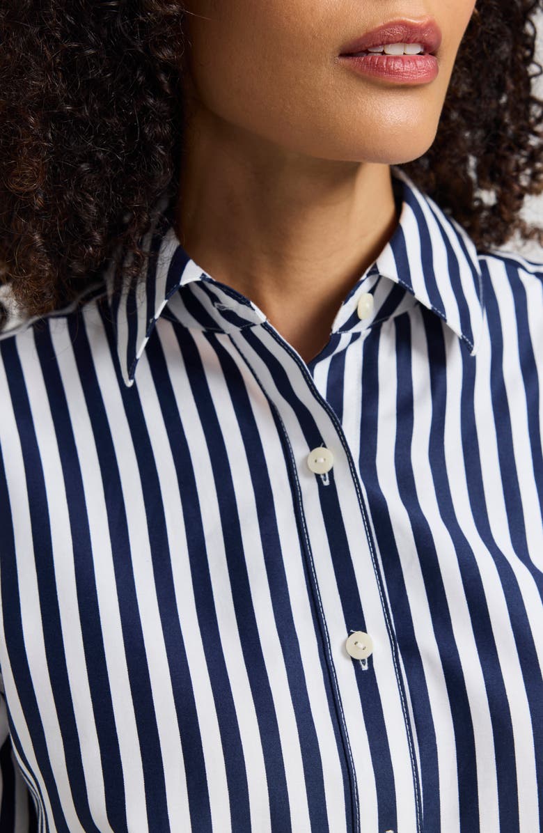 Foxcroft Jodie Stripe Cotton Button-Up Shirt, Alternate, color, Blue Multi