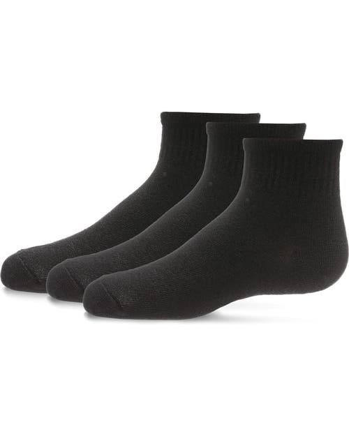 Memoi Kids' 3 Pair Pack Mid Cut Cotton Blend Socks In Black