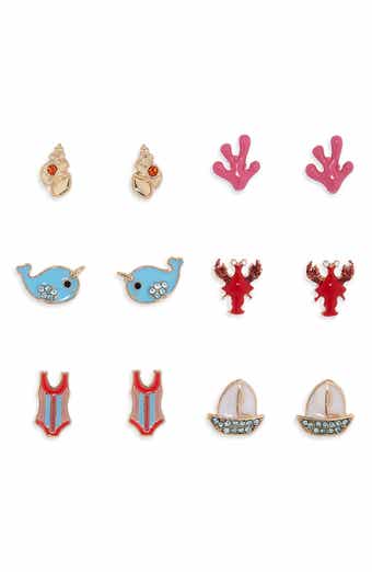 6-Pack Sea Life Assorted Stud Earrings