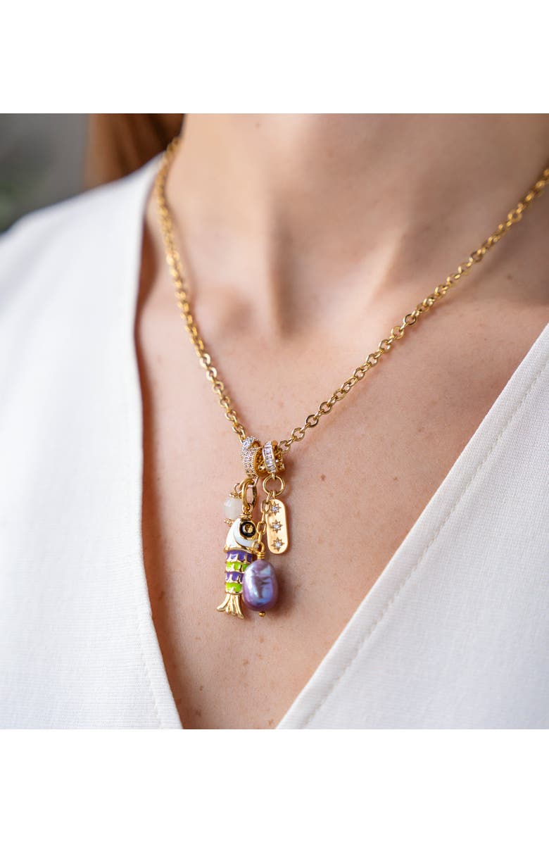 Loni Paul Jewelry Fish and Pearl Charm Necklace, Alternate, color,