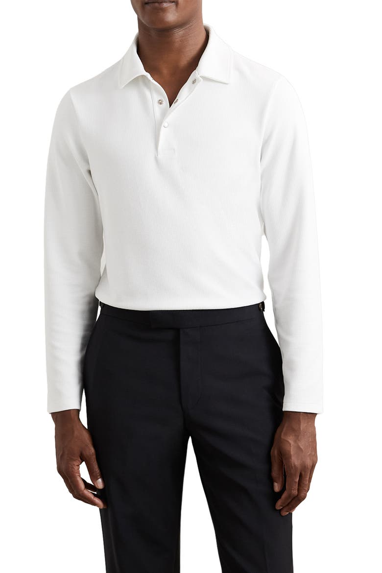 Tivolli Long Sleeve Waffle Polo, Main, color, WHITE