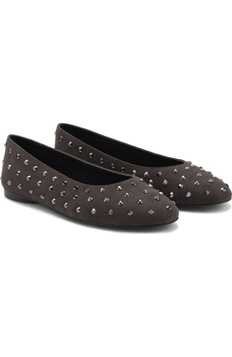 MANGO TEEN Studded Ballet Flat, Main, color, Charcoal