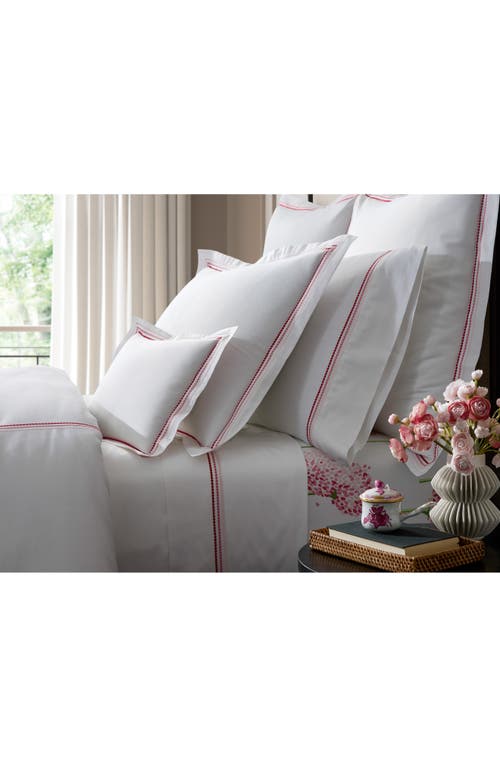 Matouk Amara Triple Pearl Embroidered 300 Thread Count Flat Sheet In White