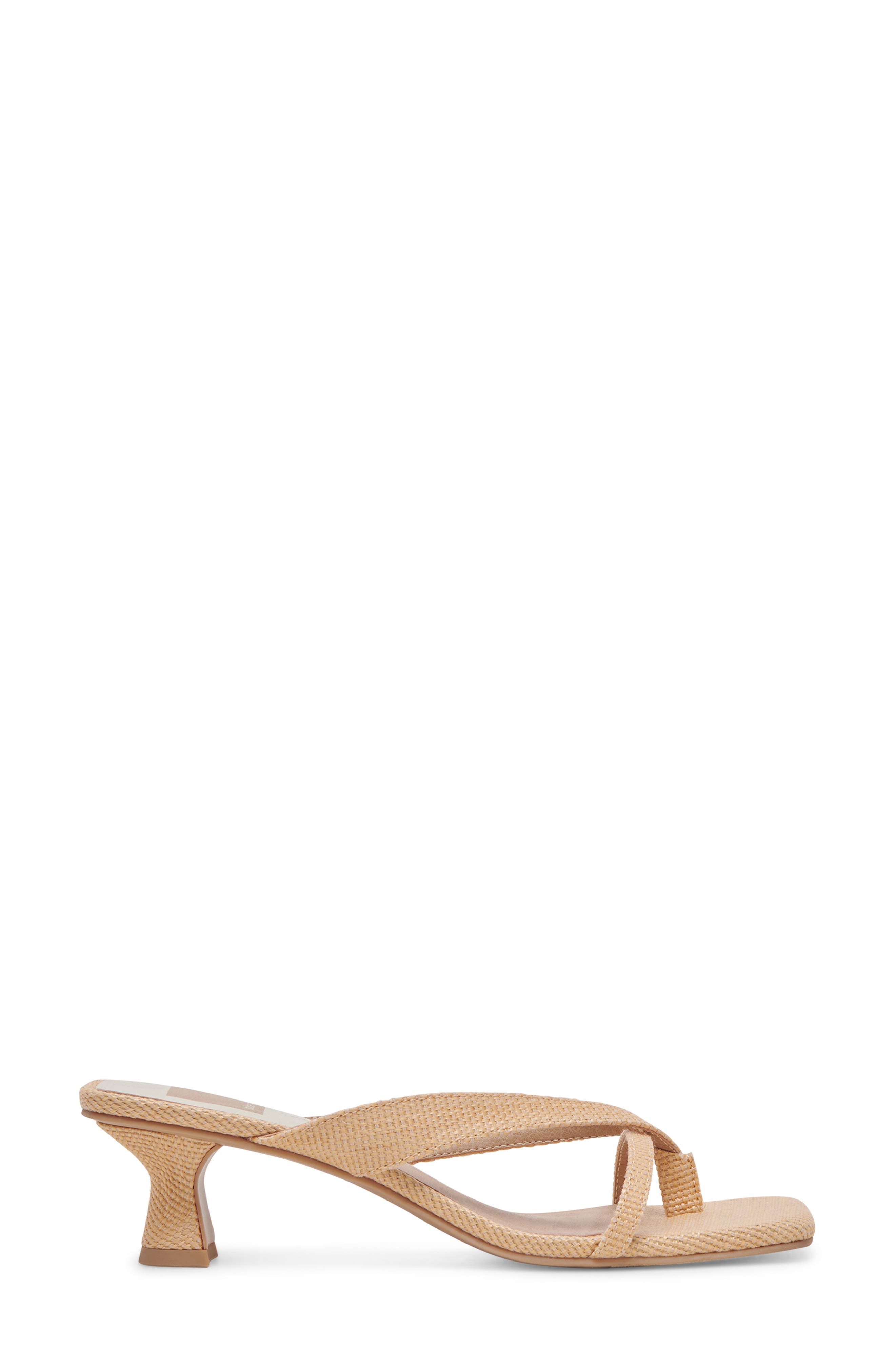 Brevel Kitten Heel Flip Flop, Alternate, color, NATURAL RAFFIA