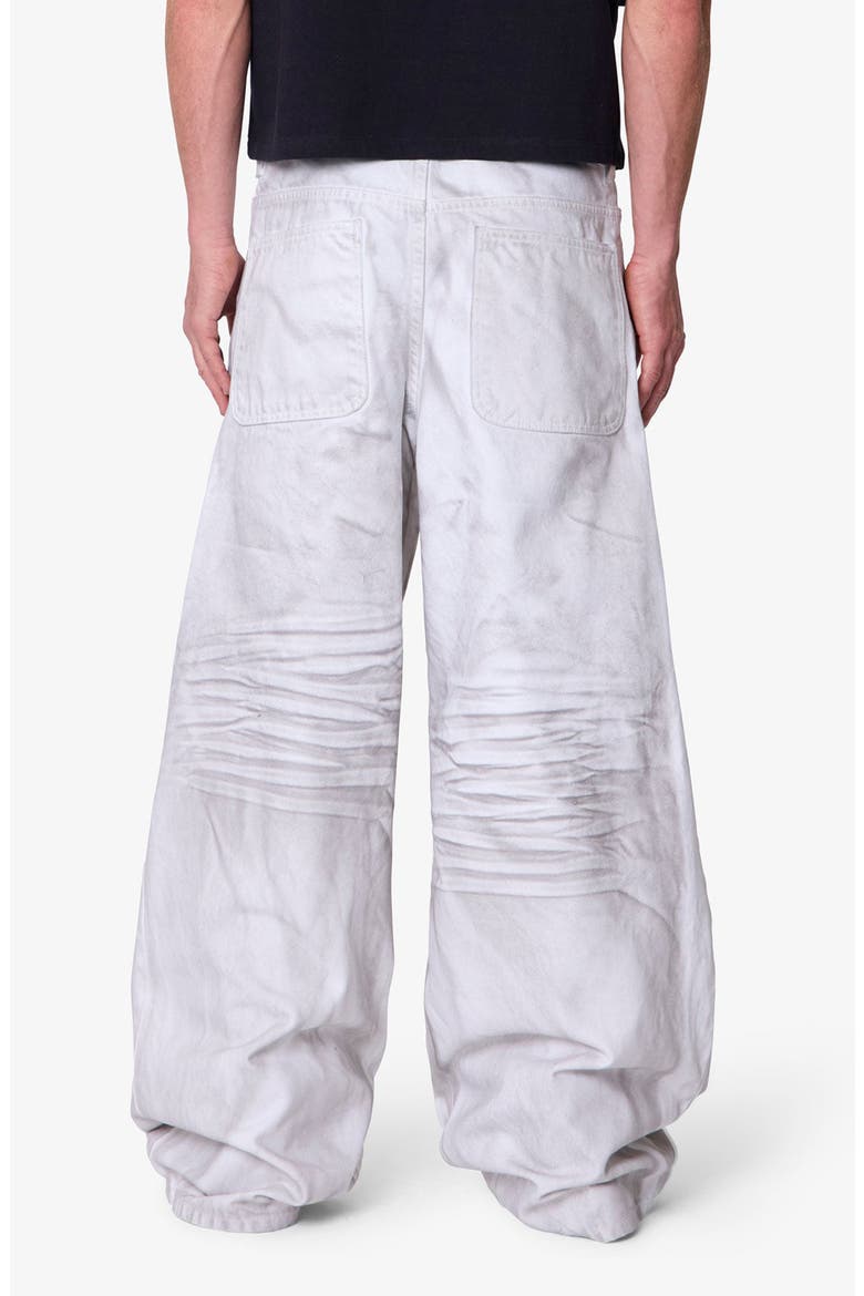 Ultra Wide Stained Wide Leg Jeans, Alternate, color, WHITE