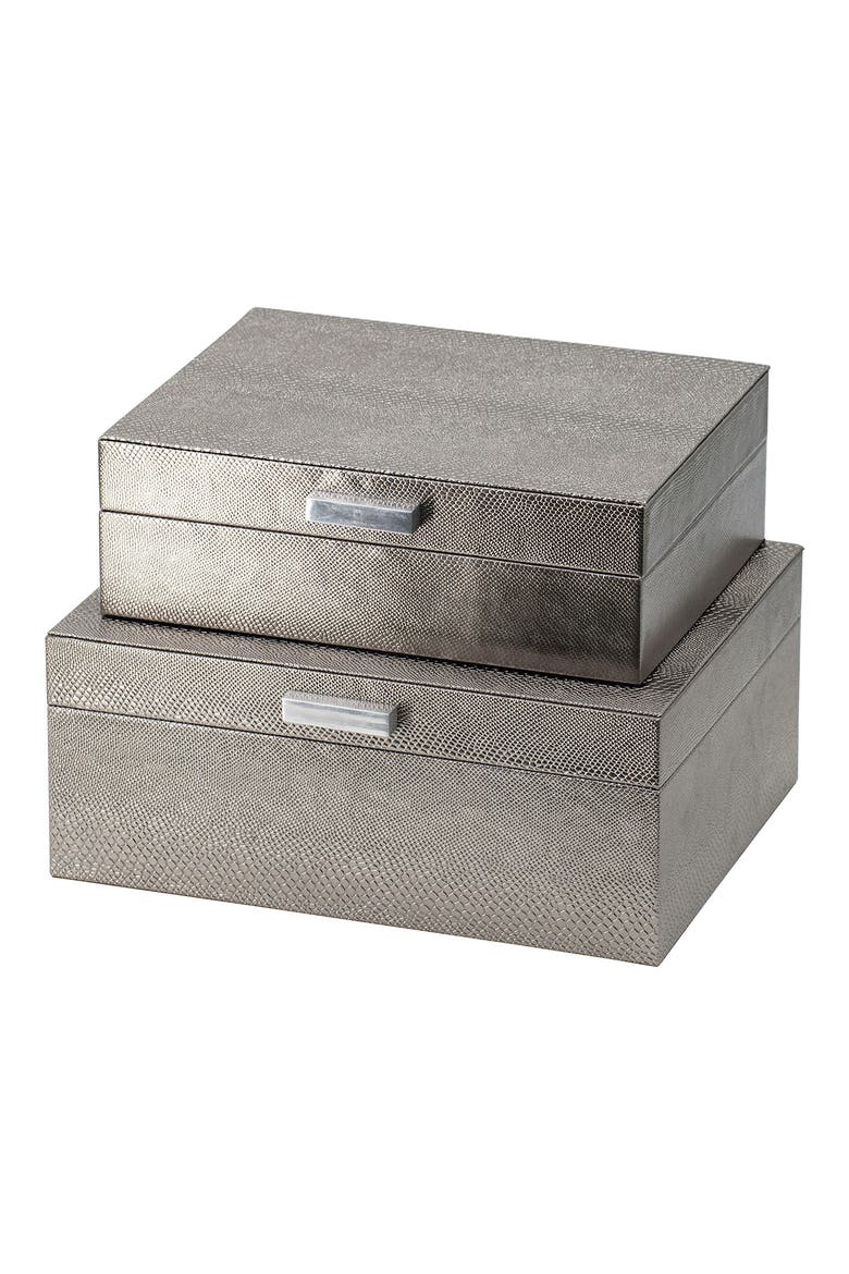Set of 2 Snake Embossed Decorative Boxes, Main, color, MULTI