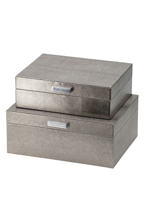 Set of 2 Snake Embossed Decorative Boxes