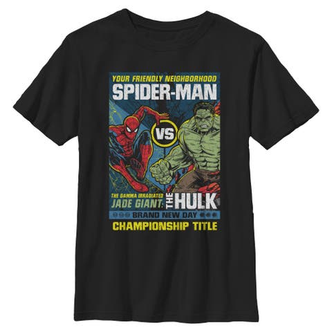 Boy's Spider-Man Brand New Day Friendly Neighborhood vs Hulk  Graphic T-Shirt
