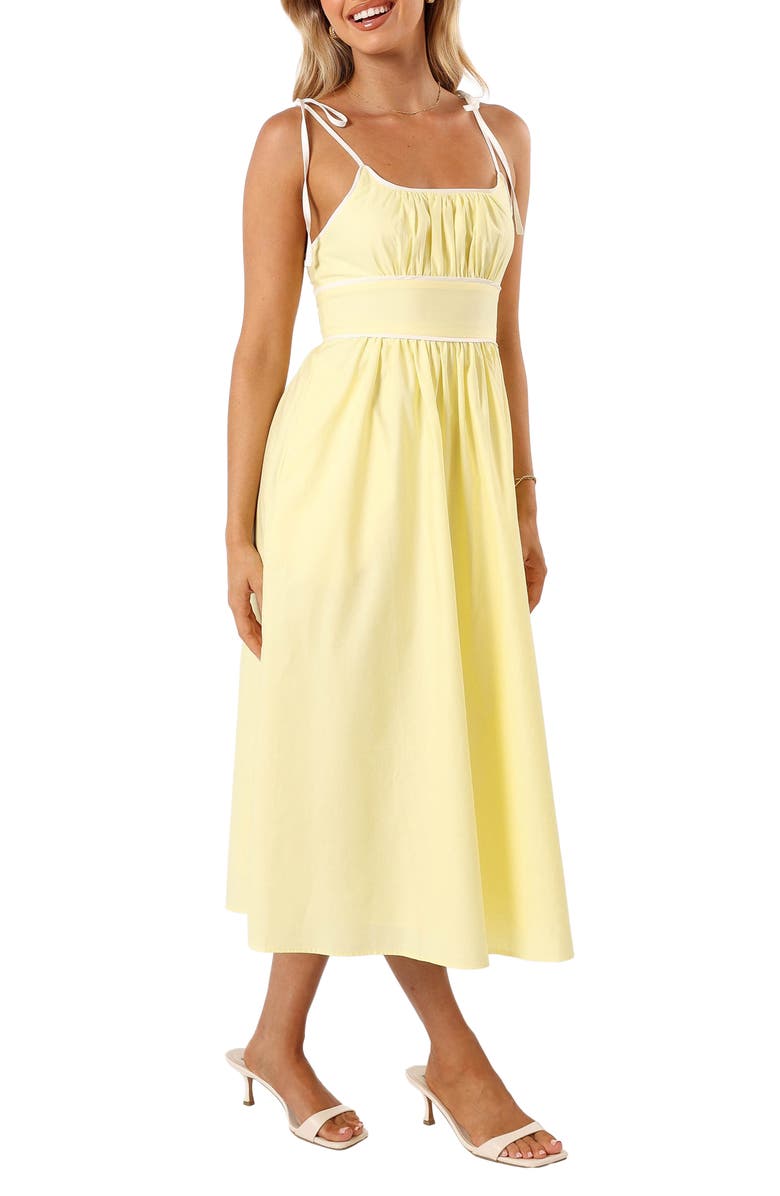 Petal & Pup Avi Tie Strap Cotton Midi Sundress, Main, color, 