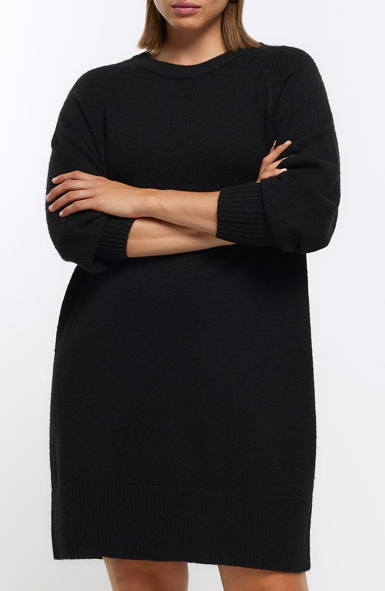 River Island Long Sleeve Crewneck Sweater Dress, Alternate, color, 