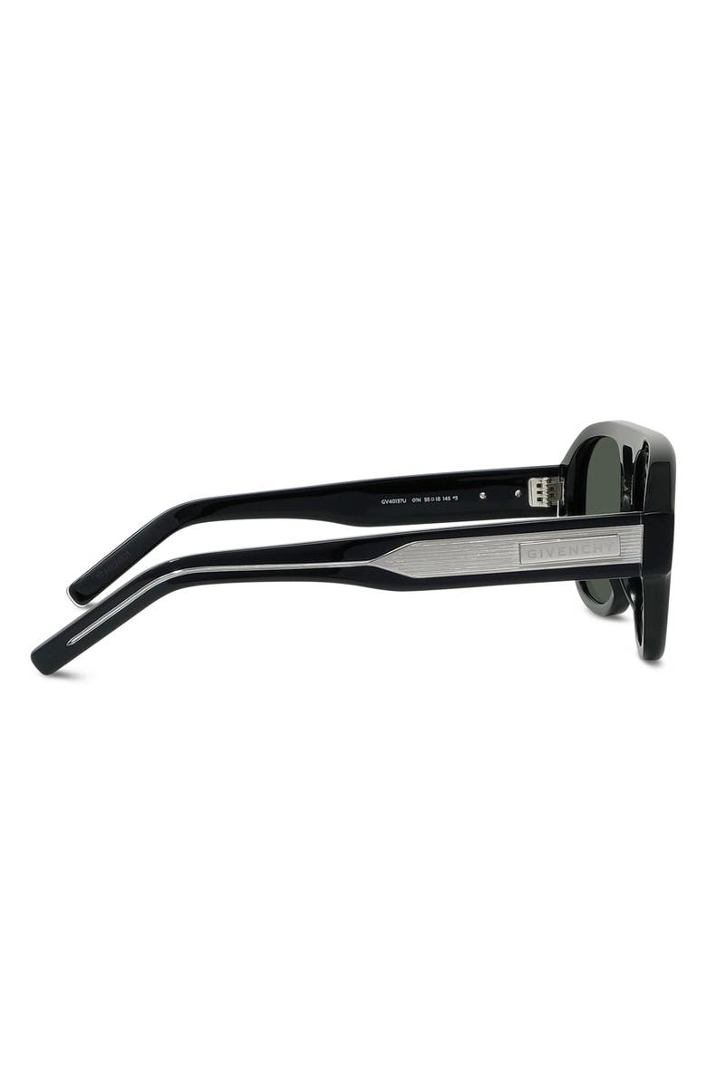 Givenchy Day 55mm Gradient Pilot Sunglasses, Alternate, color, Shiny Black / Green