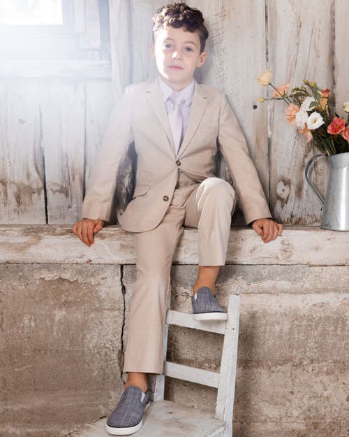 DEUX PAR DEUX DEUX PAR DEUX LITTLE BOY'S TWO BUTTON BLAZER LIGHT TAUPE