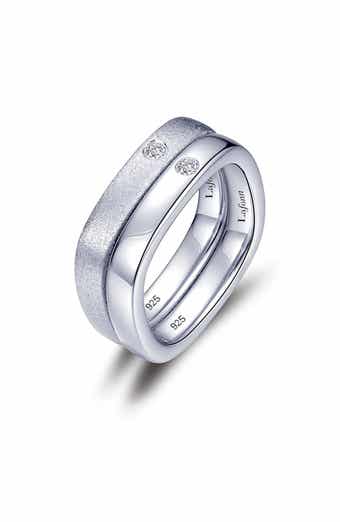 Lafonn Set of 2 Simulated Diamond Brushed & Polished Band Rings