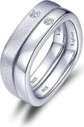 Lafonn Set of 2 Simulated Diamond Brushed & Polished Band Rings