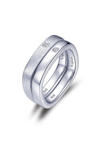 Lafonn Set Of 2 Simulated Diamond Brushed & Polished Band Rings In White