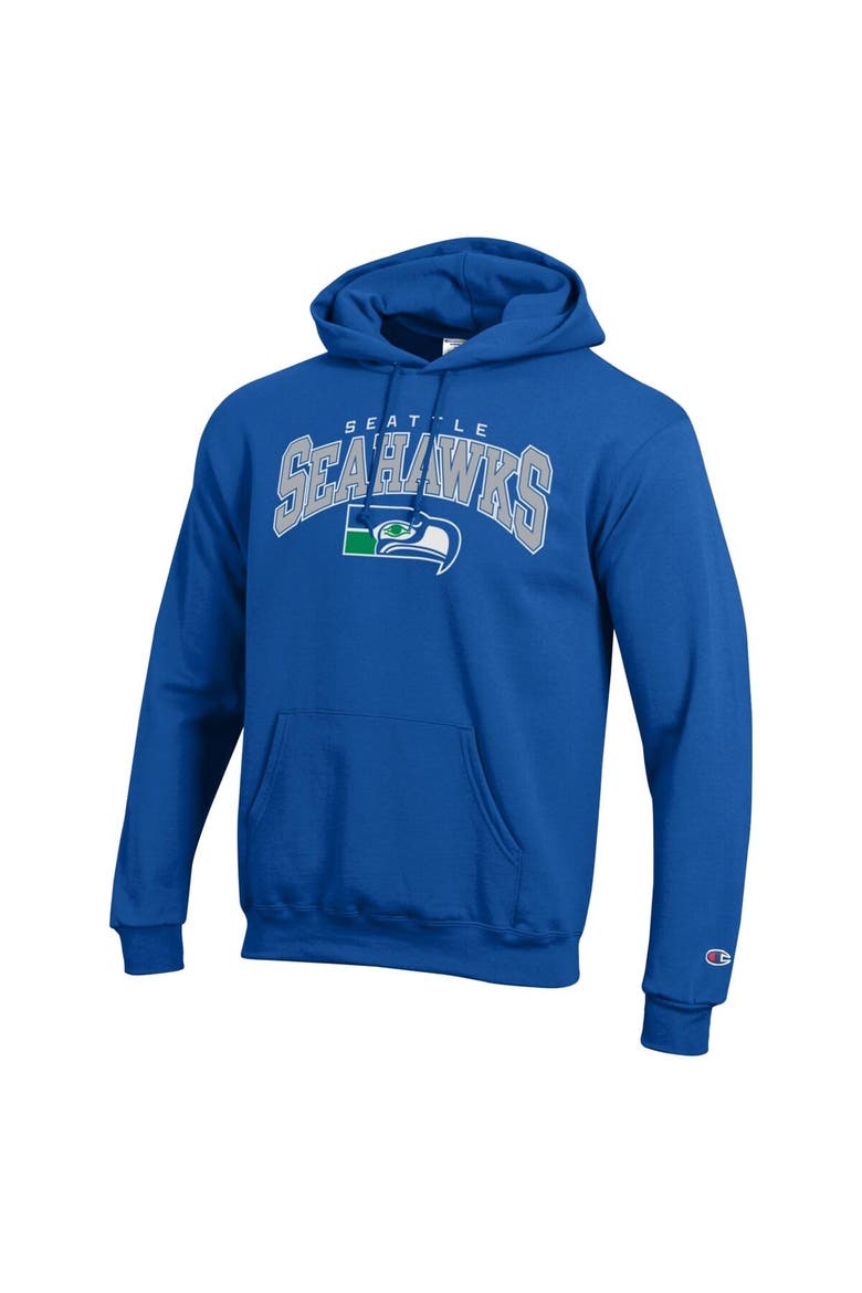 Men's Champion Royal Seattle Seahawks Powerblend Arch over Logo Hoodie, Alternate, color, Royal
