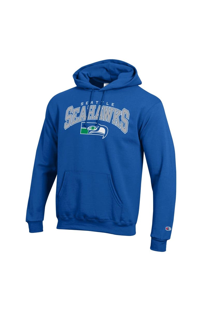 Champion Men's Champion Royal Seattle Seahawks Powerblend Arch over Logo Hoodie, Alternate, color, Royal