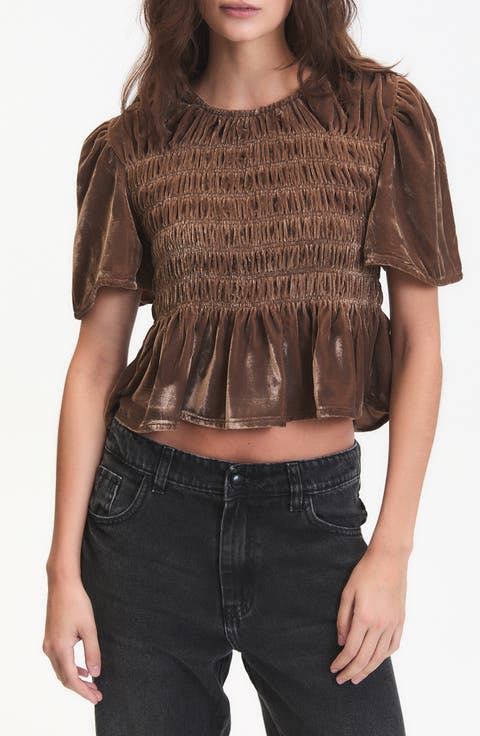 Forrest Velvet Peplum Top