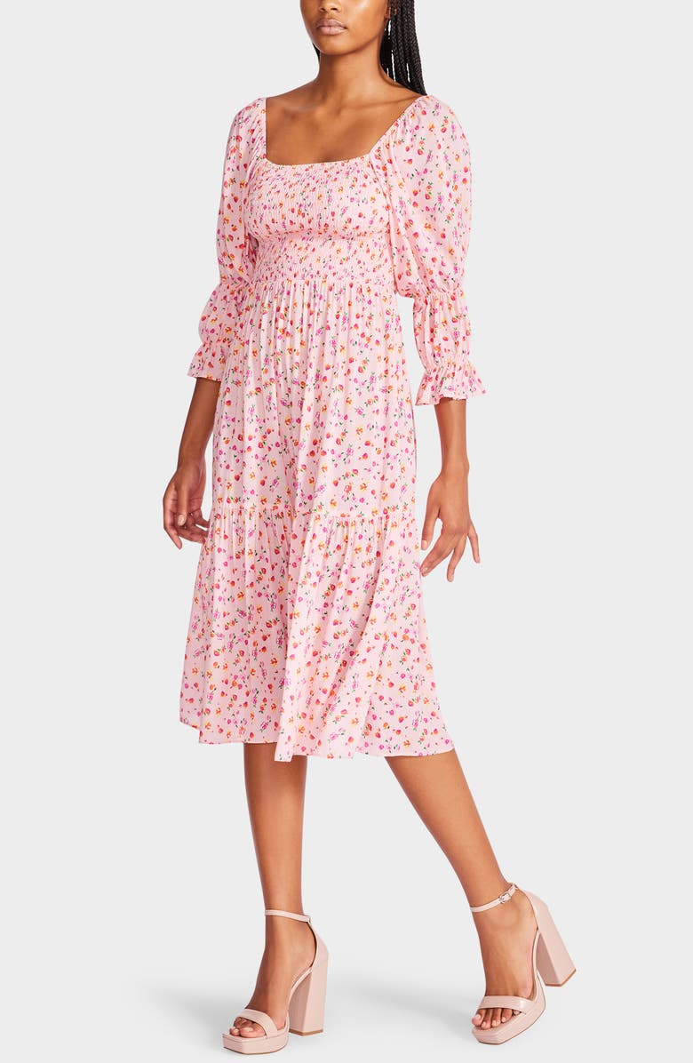 Betsey Johnson Ditsy Rose Chiffon Midi Dress, Alternate, color,