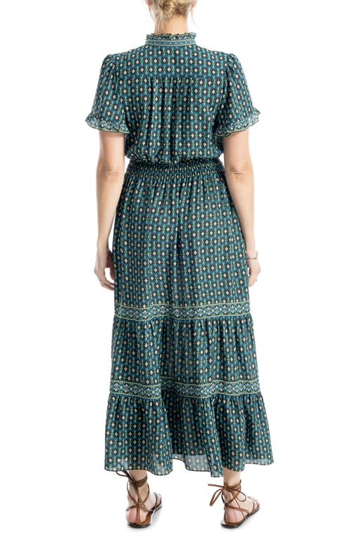 Max Studio Smocked Flutter Sleeve Maxi Dress In Green