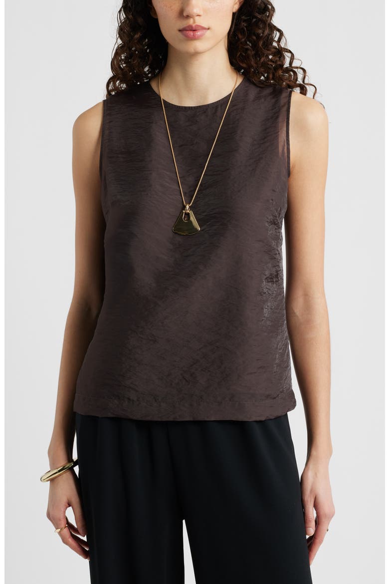 Sleeveless Organza Shell Top, Main, color, BROWN COFFEE