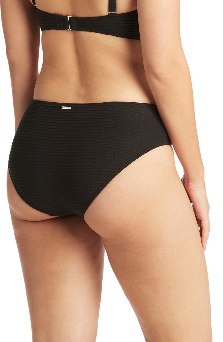 Sea Level Textured Bikini Bottoms, Alternate, color, Black