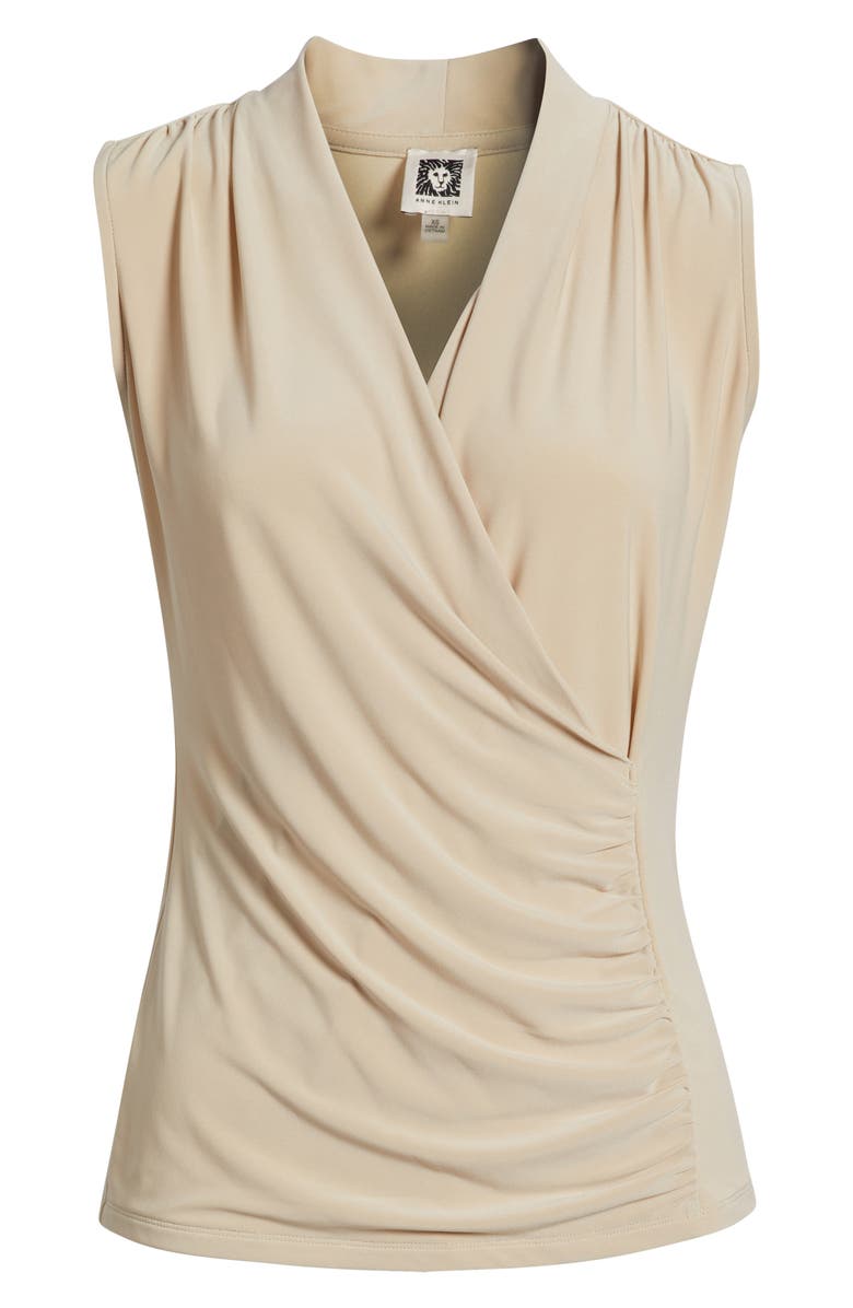 Anne Klein Shirred Faux Wrap Top, Alternate, color,