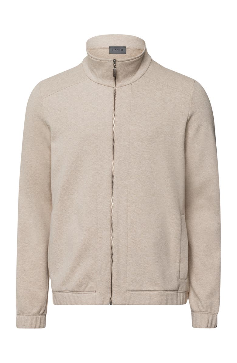 Hanro Cozy Living  Organic Cotton Zip-Up Jacket, Main, color, Camel Melange