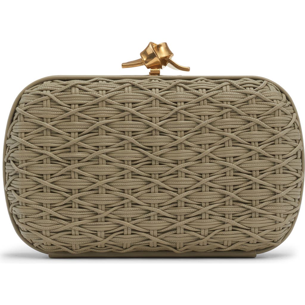 Bottega Veneta Knot Intreccio Wicker Effect Leather Minaudière in 2998 Travertine-Brass Vibrato at Nordstrom