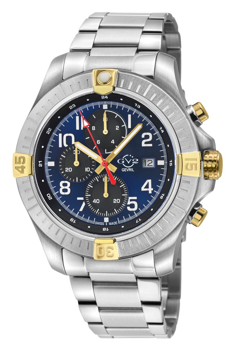 T38 Stainless Steel Automatic Movement Bracelet Watch, 45mm, Main, color, BLUE/ SILVER