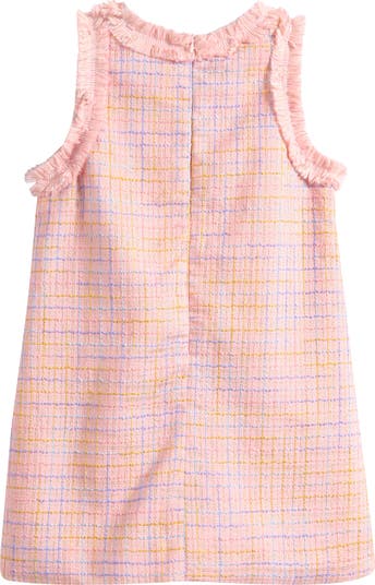 Kids' Sleeveless Tweed Faux Pearl Necklace Dress