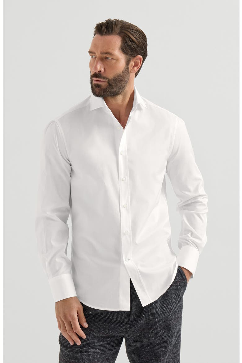 Twill shirt with spread collar, Main, color, White