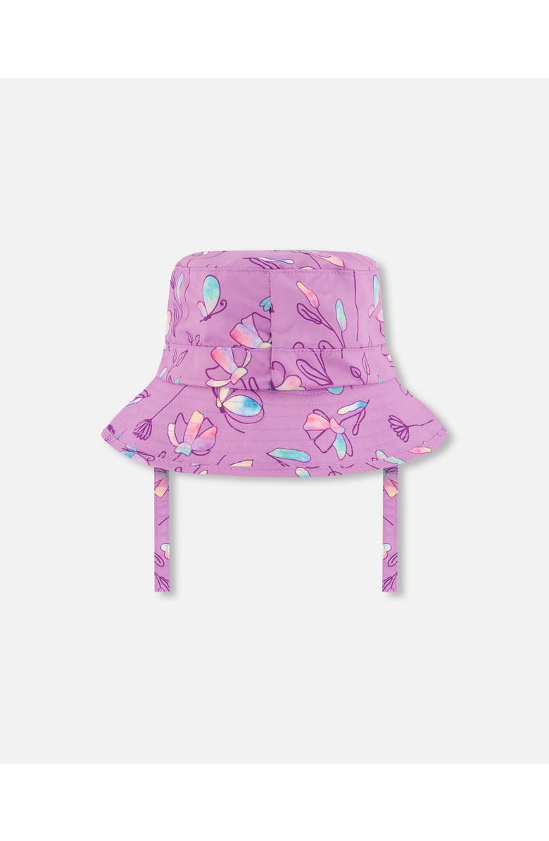 Deux par Deux Little Girl's Printed Beach Sun Hat Old Mauve And Multicolored Butterflies, Alternate, color, Mauve,Multicolored Butterflies