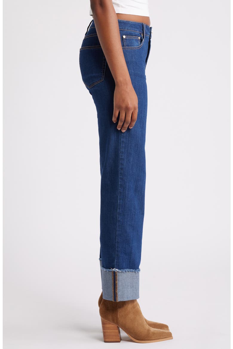 High Waist Cuff Straight Leg Jeans, Alternate, color, BAE