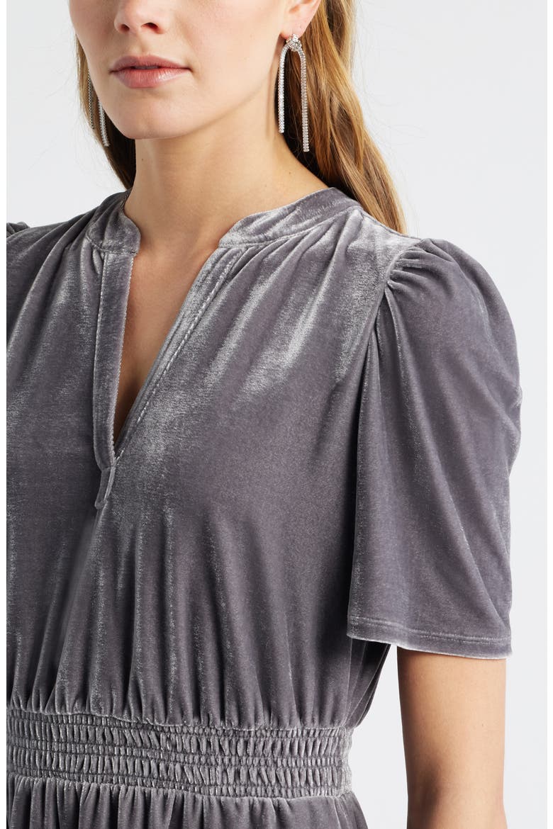 Short Sleeve Velour Midi Dress, Alternate, color, GREY MOUNTAIN