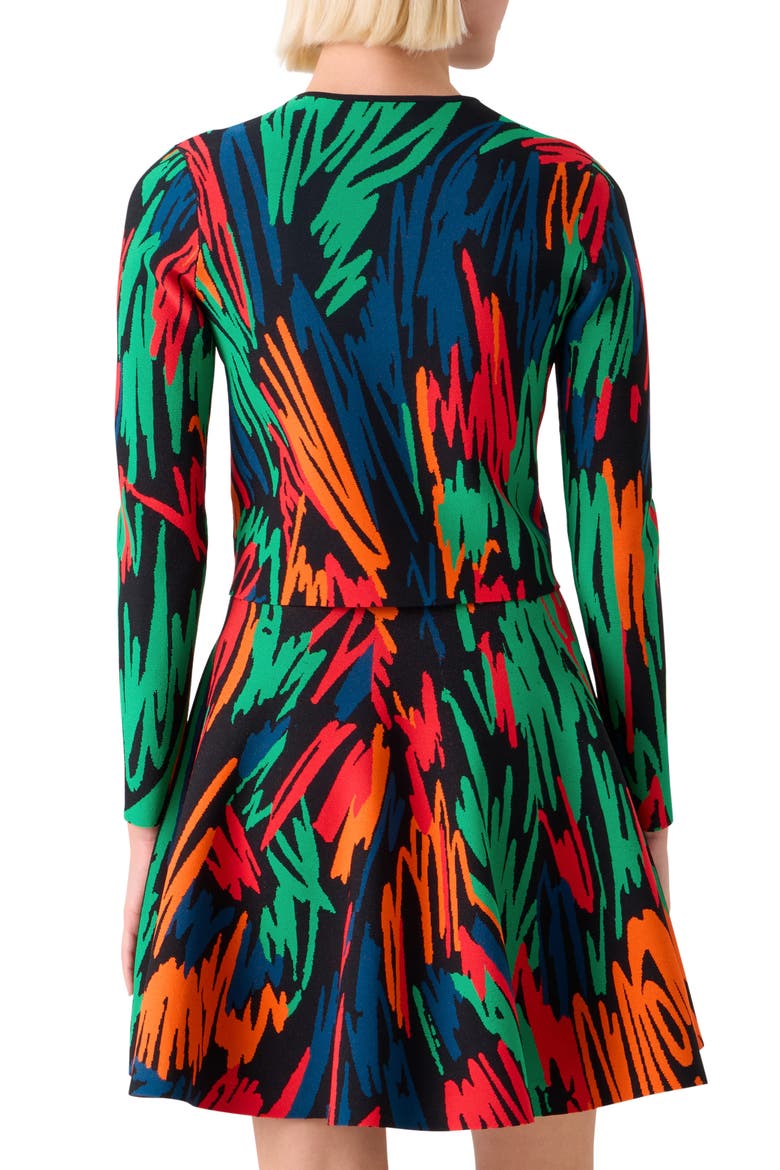Oversize Scribble Jacquard Cardigan, Alternate, color, BLACK-MULTI