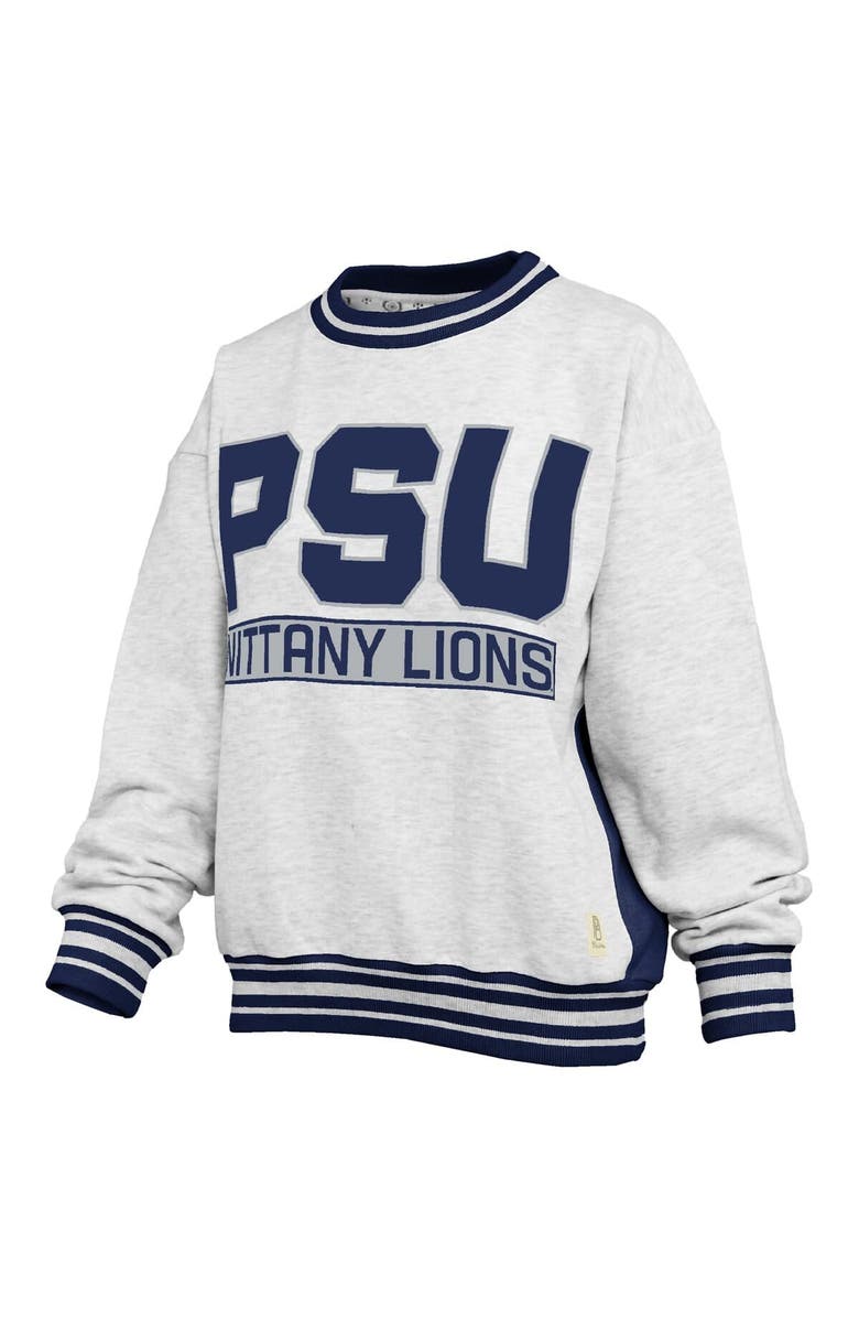 PRESSBOX Women's Pressbox Heather Gray/Navy Penn State Nittany Lions Endzone Crewneck Sweatshirt, Alternate, color, Heather Gray