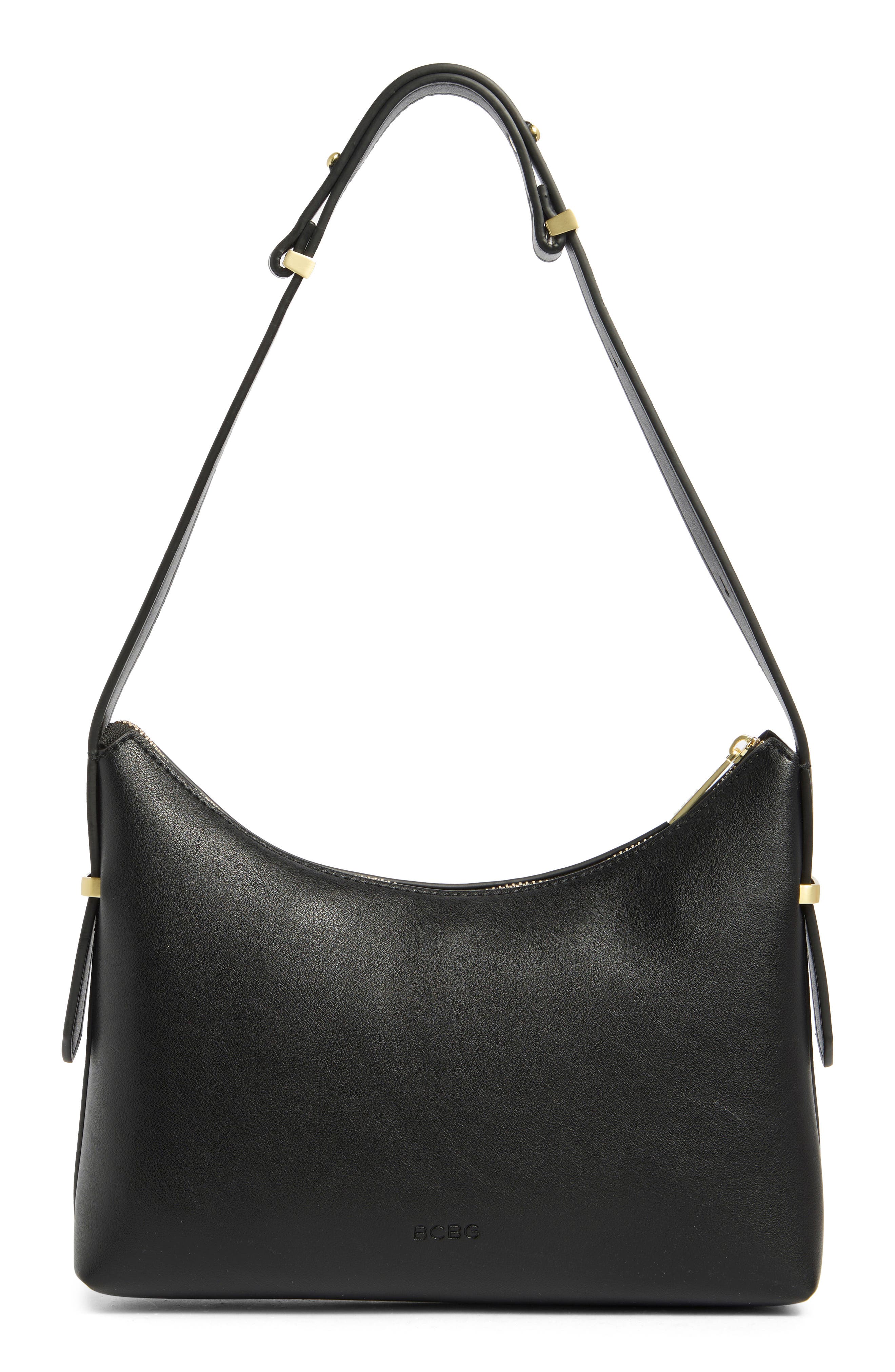 BCBG Metal Keeper Strap Shoulder Bag, Alternate, color, Black