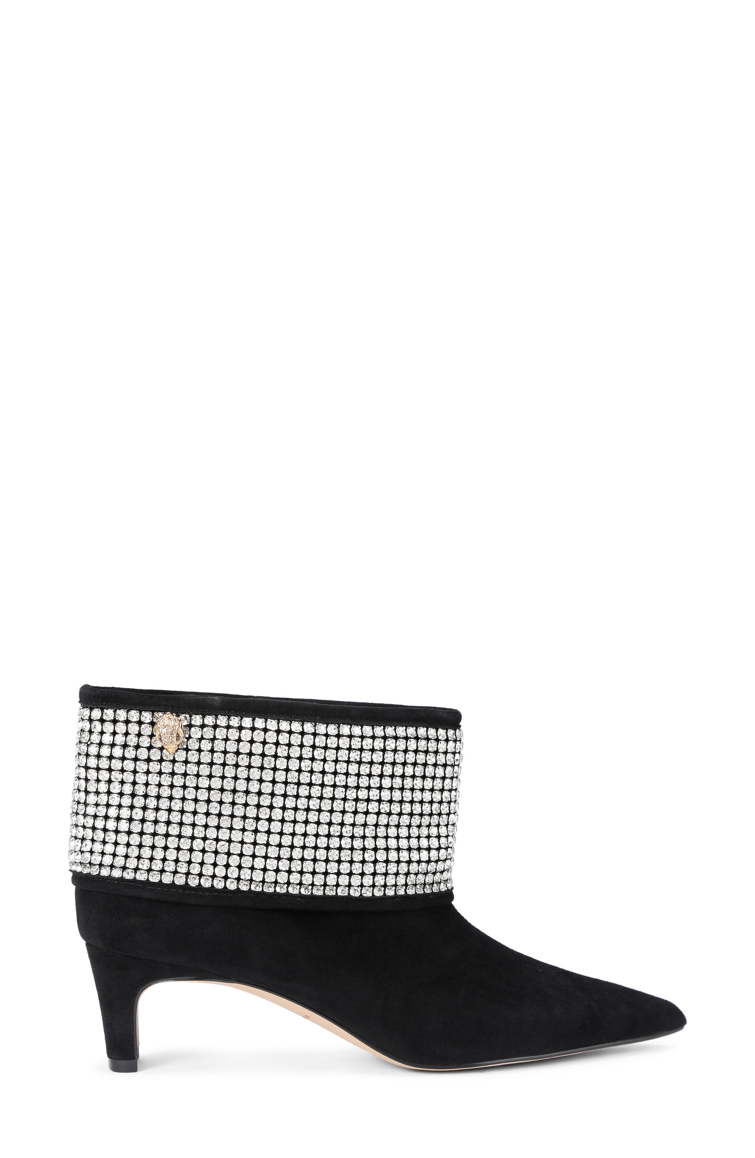 Kurt Geiger London Fold-Over Embellished Bootie, Main, color, Charcoal