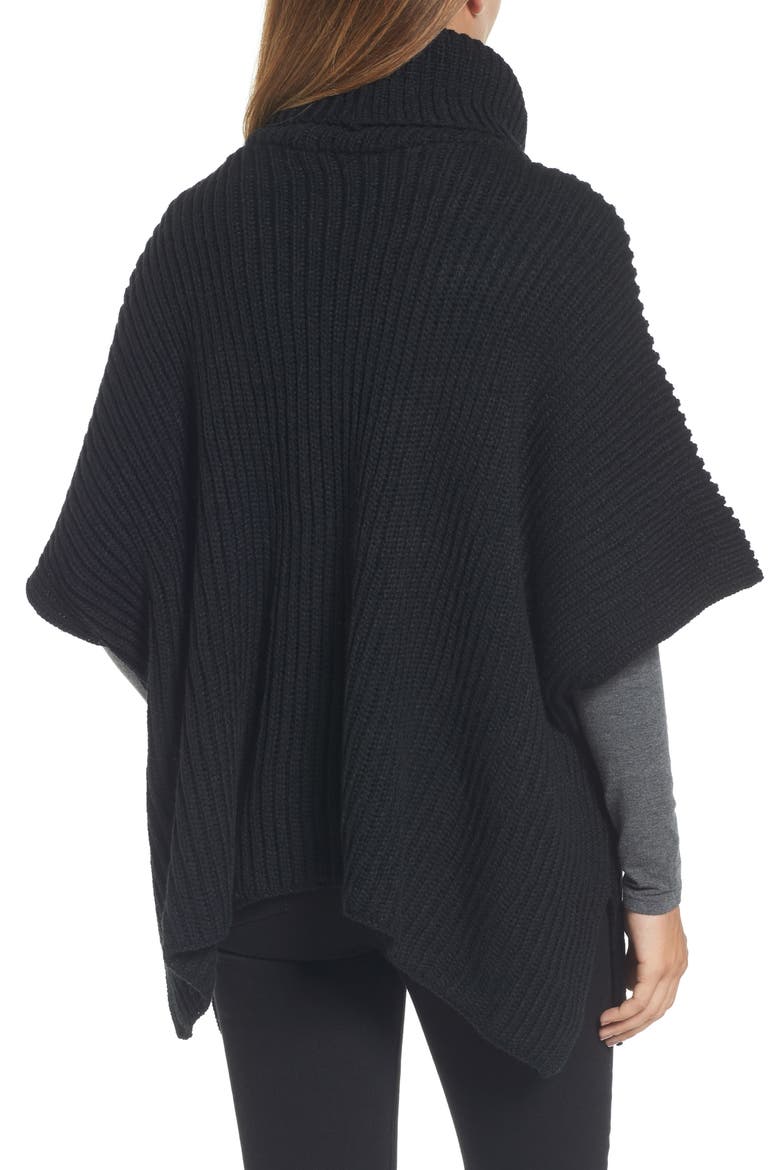 Cowl Neck Poncho, Alternate, color, BLACK