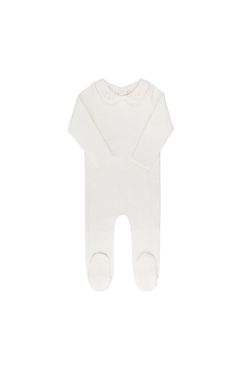 Ribbed Embroidered Collar Collection - Footie, Main, color, Ivory Boy