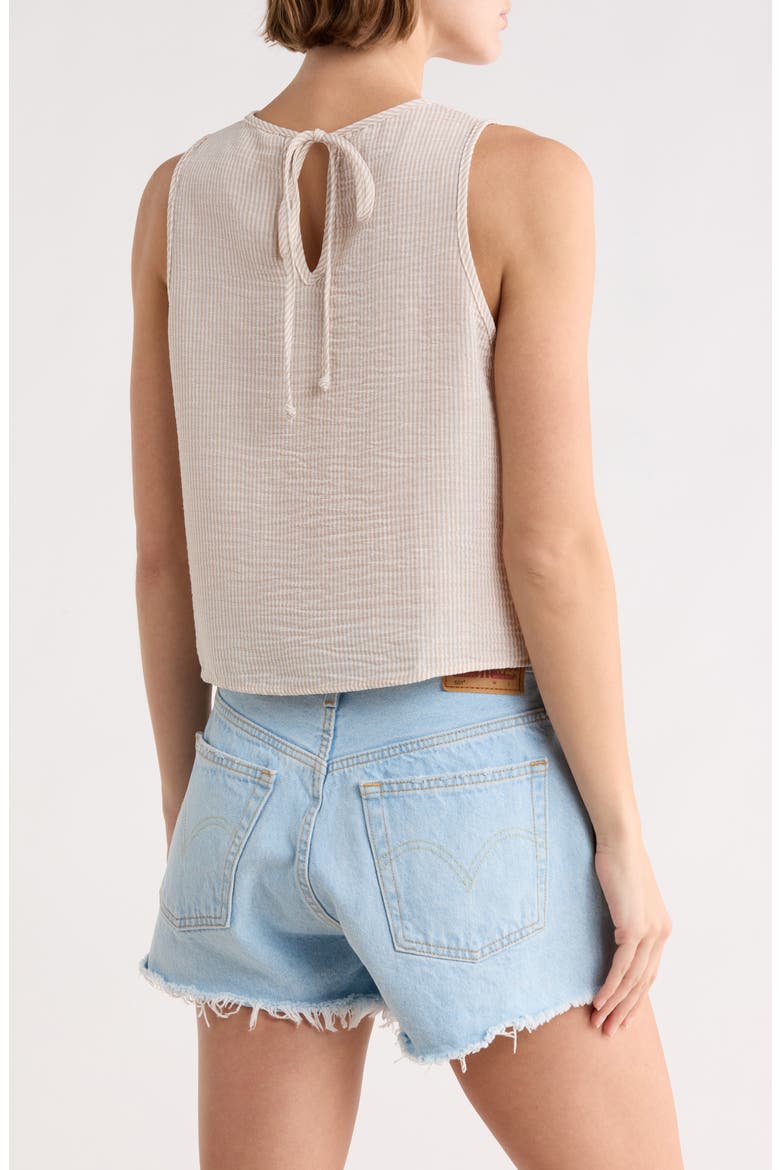 Stripe Sleeveless Cotton Top, Alternate, color, TAUPE