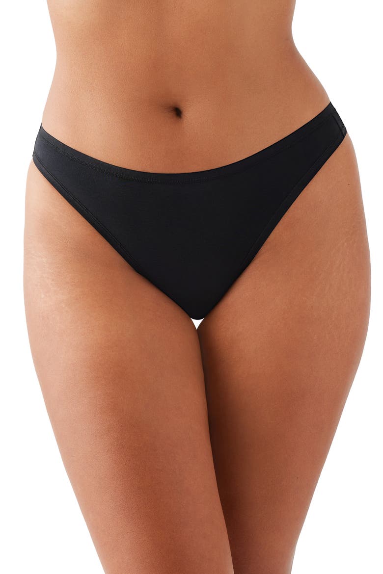 Understated Stretch Cotton Thong, Main, color, BLACK