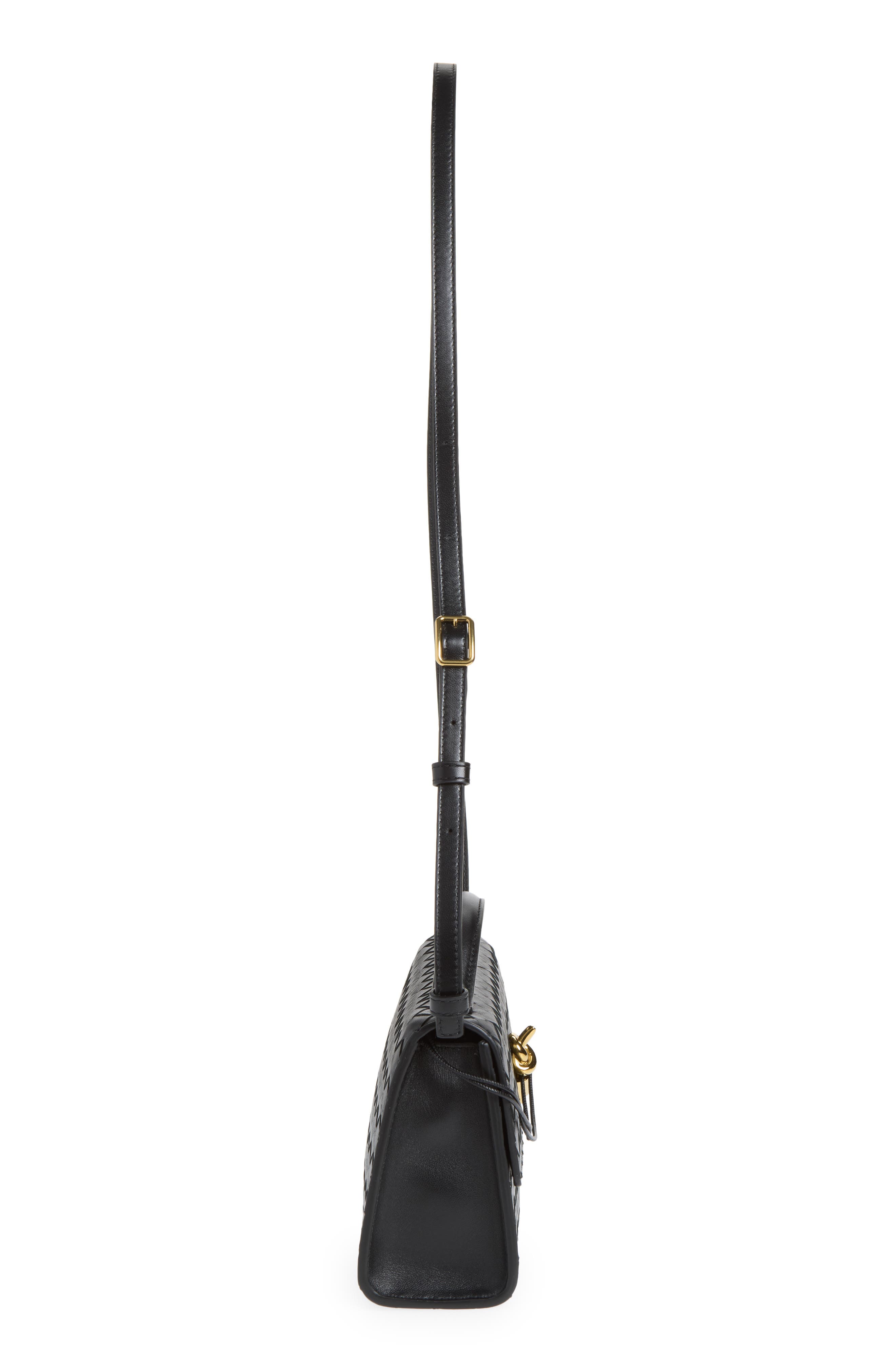 Andiamo Intrecciato Leather Top Handle Bag, Alternate, color, 1019 BLACK-M BRASS