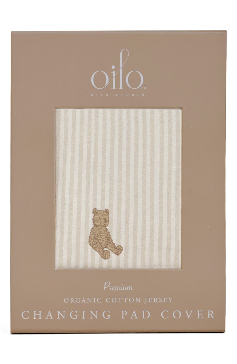 Oilo Print Organic Cotton Changing Pad Cover, Alternate, color, Bear/ Eggshell