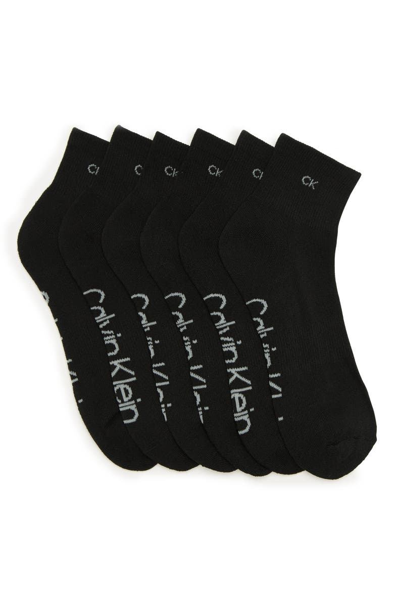Calvin Klein Quarter Length Cushion Cut Socks - Pack of 6, Main, color, 