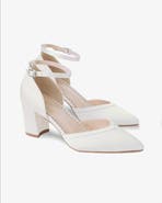 Kailee P Sally Satin Block Heels Wedding Shoes