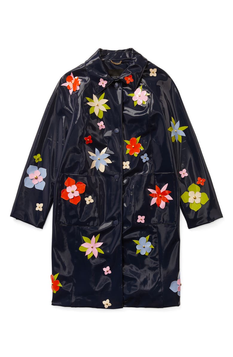 Kate Spade New York floral embellished raincoat, Alternate, color, 