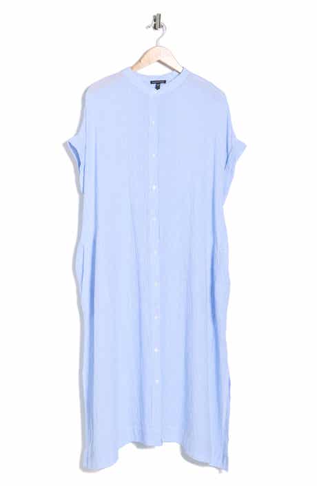 Eileen Fisher Short Sleeve Organic Linen Shirtdress