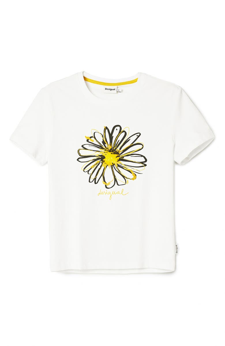 Desigual Daisy Embroidered Cotton Graphic T-Shirt, Alternate, color, 
